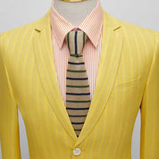 Mens 2 Piece Suit Stylish Slim Fit Pinstriped Tuxedos For Wedding Prom Groomsmen Dinner Party