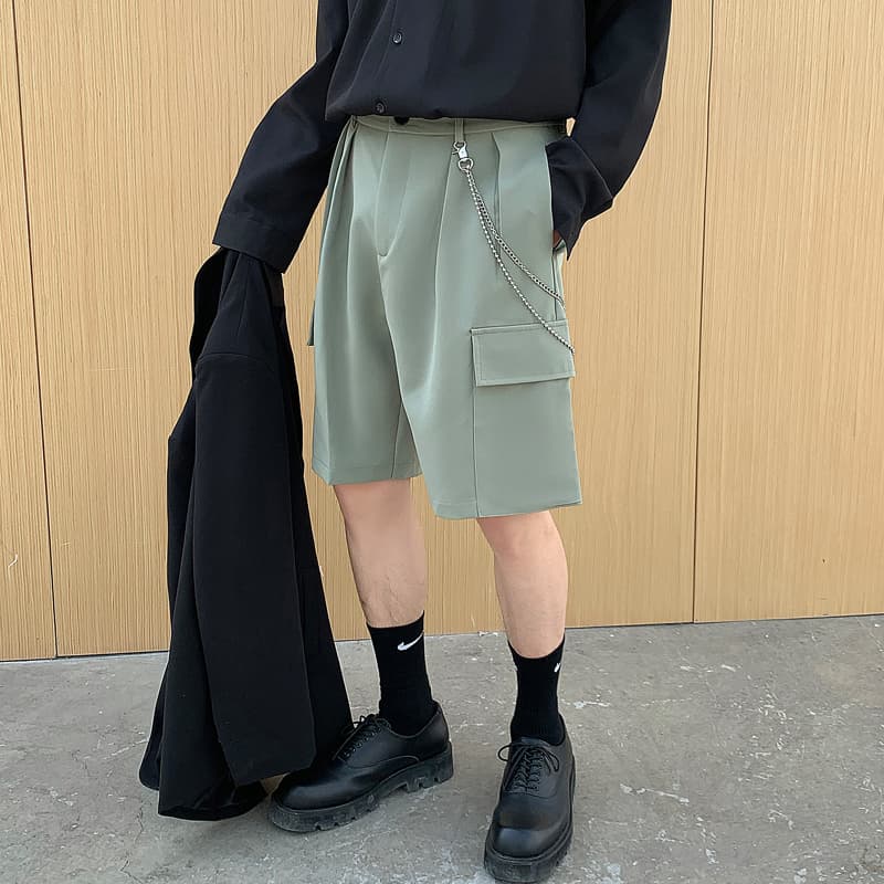 Mens Straight Fit Summer Shorts Stretch Casual 3 Solid Color Flat Front Dress Short Pants