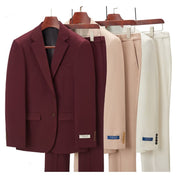 2 Piece Solid Leisure Suit with Notch Lapel