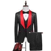 Men's 3 Piece Jacquard Tuxedo with Ties & Pocket Square