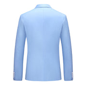 Men's 3 Piece Double Breasted Suit in Beige Blue Wine Solid Colors