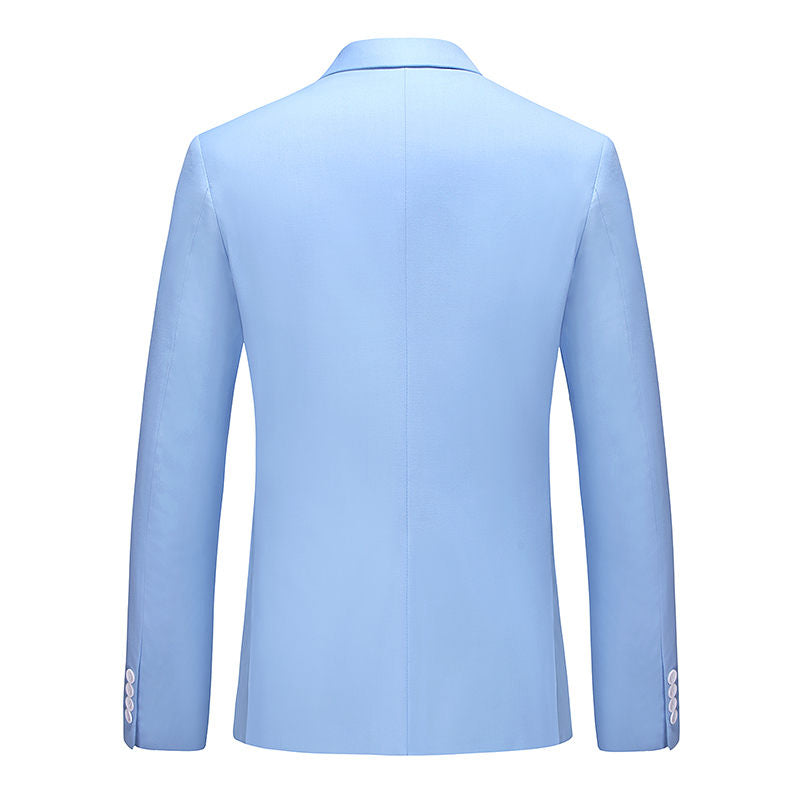 Men's 3 Piece Double Breasted Suit in Beige Blue Wine Solid Colors