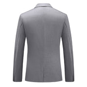Men 2 Piece Suit Pink & Yellow & Grey Plain Colors One Button Closure