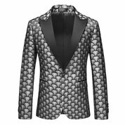 Men‘s Blazer Slim Fit Suit Jacket Casual Printed Sport Coat