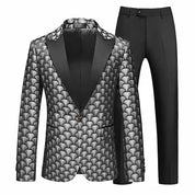 Men's 2 Piece One Button Suit Jacquard Tuxedos