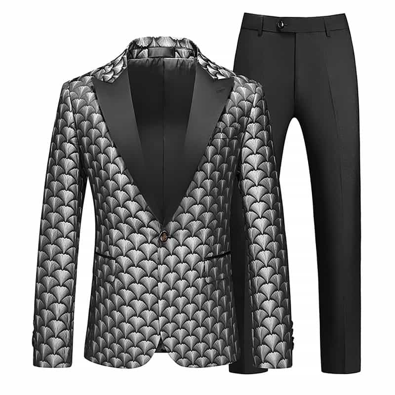 Men's 2 Piece One Button Suit Jacquard Tuxedos