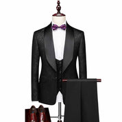 Men's 3 Piece Jacquard Wedding Tuxedo in 6 Colors