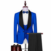 Men's 3 Piece Jacquard Wedding Tuxedo in 6 Colors