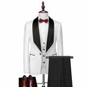 Men's 3 Piece Jacquard Wedding Tuxedo in 6 Colors