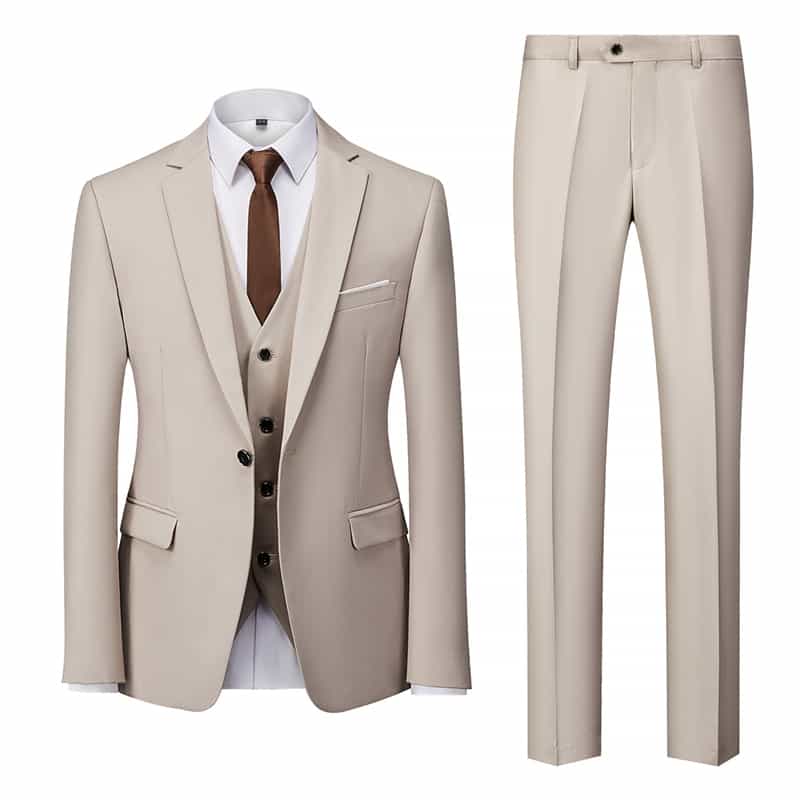 Men's 3 Piece Suit Slim Fit  Casual One Button Tuxedos Set in 6 Solid Colors