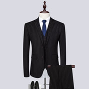 Men's 3 Piece Suit Slim Fit Pinstriped Tuxedos For Wedding Prom Groomsmen White Black Blue Grey