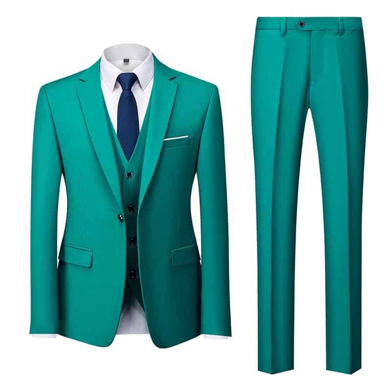 Men's 3 Piece Suit Slim Fit  Casual One Button Tuxedos Set in 6 Solid Colors