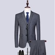 Men's 3 Piece Suit Slim Fit Pinstriped Tuxedos For Wedding Prom Groomsmen White Black Blue Grey