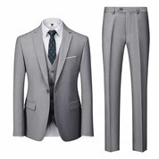 Men's 3 Piece Suit Slim Fit  Casual One Button Tuxedos Set in 6 Solid Colors