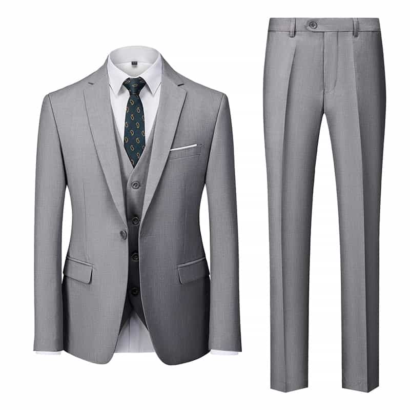 Men's 3 Piece Suit Slim Fit  Casual One Button Tuxedos Set in 6 Solid Colors
