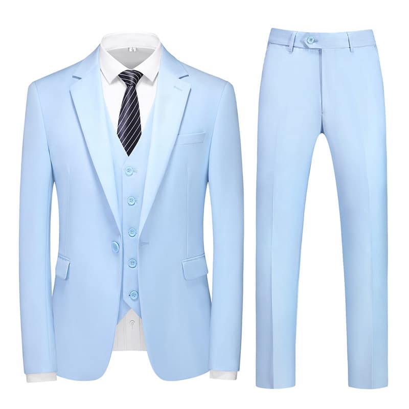 Men's 3 Piece Suit Side Vents in Blue Green Purple Solid Colors