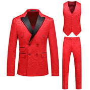 Mens 3 Piece Double Breasted Tux with Contrast Collar
