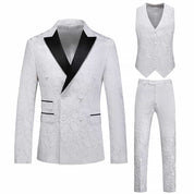 Mens 3 Piece Double Breasted Tux with Contrast Collar