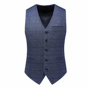 Mens 3 Piece Plaid Suit Red & Grey & light Blue & Dark Blue Windowpane Pattern