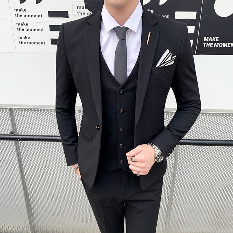 Men's 3 Piece Pinstripe Tuxedo for Wedding Prom Business