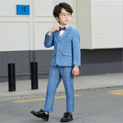 Boys 5 Piece Suit Blue Plaid Host Performance Children's Suits