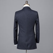 Men's 3 Piece Striped Long Grey Black Suit