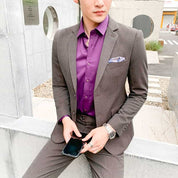 Men's  3 Piece Suit Solid Grey Brown Khaki Colors