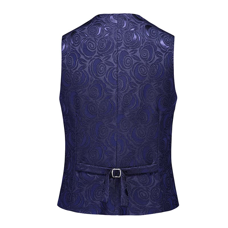 Mens Embroidered Vest Slim Fit  Jacquard Black White Waistcoat For Prom Groomsman Wedding