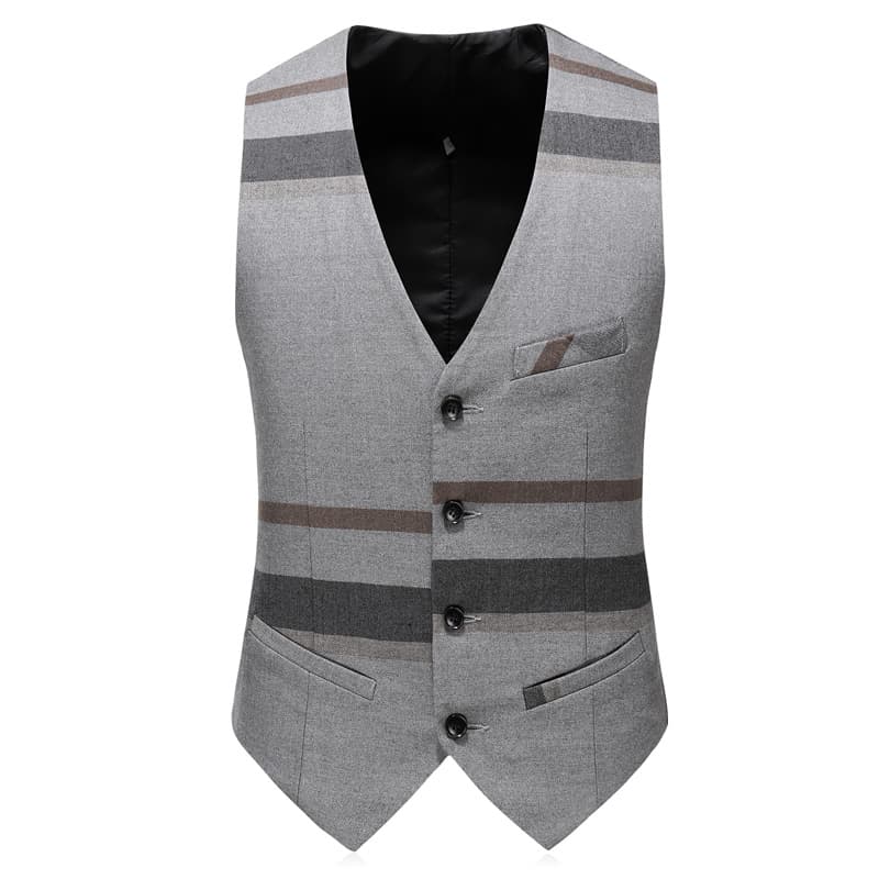 Men Blue & Grey Windowpane 3 Piece Suit