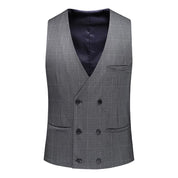 3 Piece Grey Suits for Men Slim Fit Wedding Prom Tuxedos Plaid Formal Dress Pants Suits