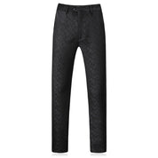 Men 3 Pieces Double Breasted Suit Printed Tuxedos Black
