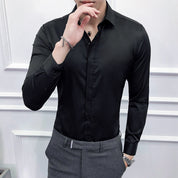 Men's Dress Shirt Non Irony Solid Skinny Long-Sleeved Formal For Prom Wedding Business