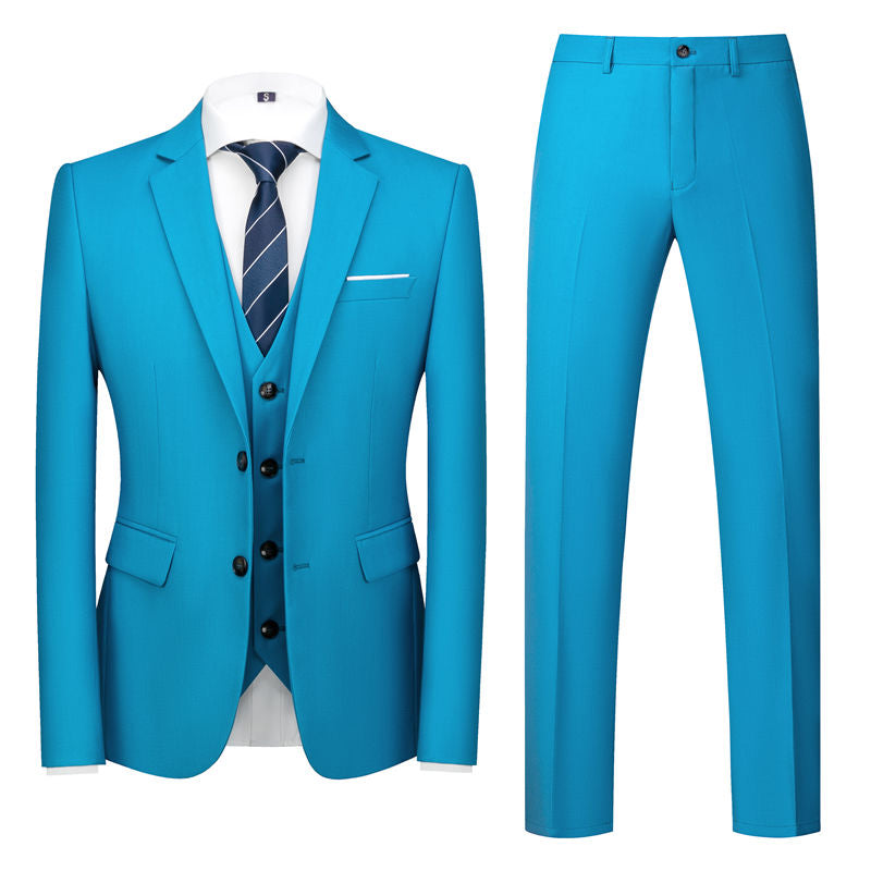 Men 3 Piece Suit Solid 8 Colors 2 Button Closure