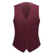 Mens 3 Piece Suit Slim Fit One Button Tuxedos For Wedding Prom Groomsmen Dinner Party Red Blazer Vest Dress Pants