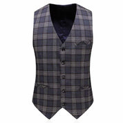 Men Dress Suits British 3 Piece Wedding Suit Windowpane Tux Business Formal Plaid Suit for Groom Prom Party