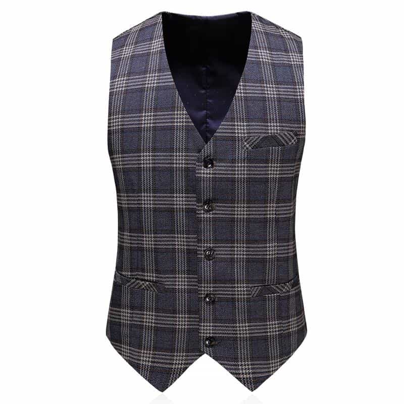 Men Dress Suits British 3 Piece Wedding Suit Windowpane Tux Business Formal Plaid Suit for Groom Prom Party