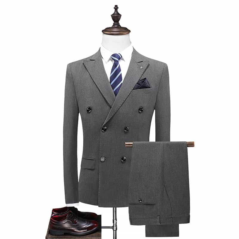 Men's 3 Piece Double BreastedSuit Solid Tuxedos Slim Fit Jacket & Pants & Waistcoat