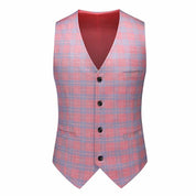 Men's 3 Piece Pink Plaid Suit For Party