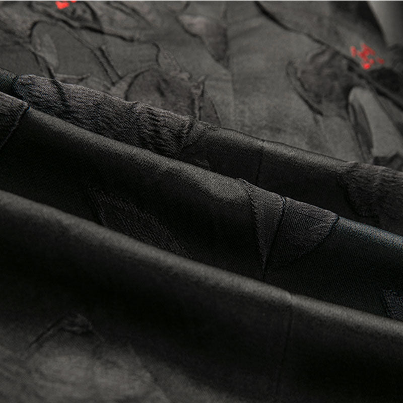 Mens Black Blazer with Red Floral Print