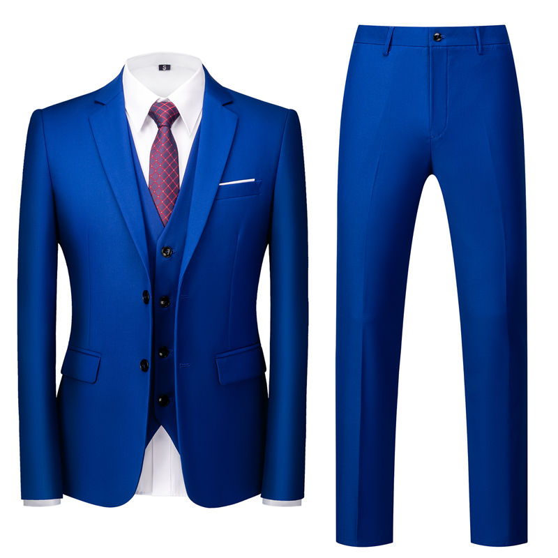 Men 3 Piece Solid Suit 2 button Closure