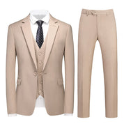 Men's 3 Piece One Button Suit in Red Khaki Light Grey Orange Yellow Solid Colors