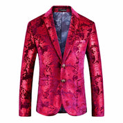 Men Printed Jacket in Hot Pink Two Buttons
