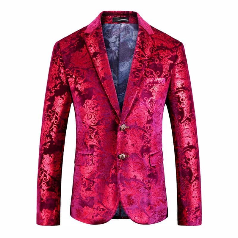 Men Printed Jacket in Hot Pink Two Buttons