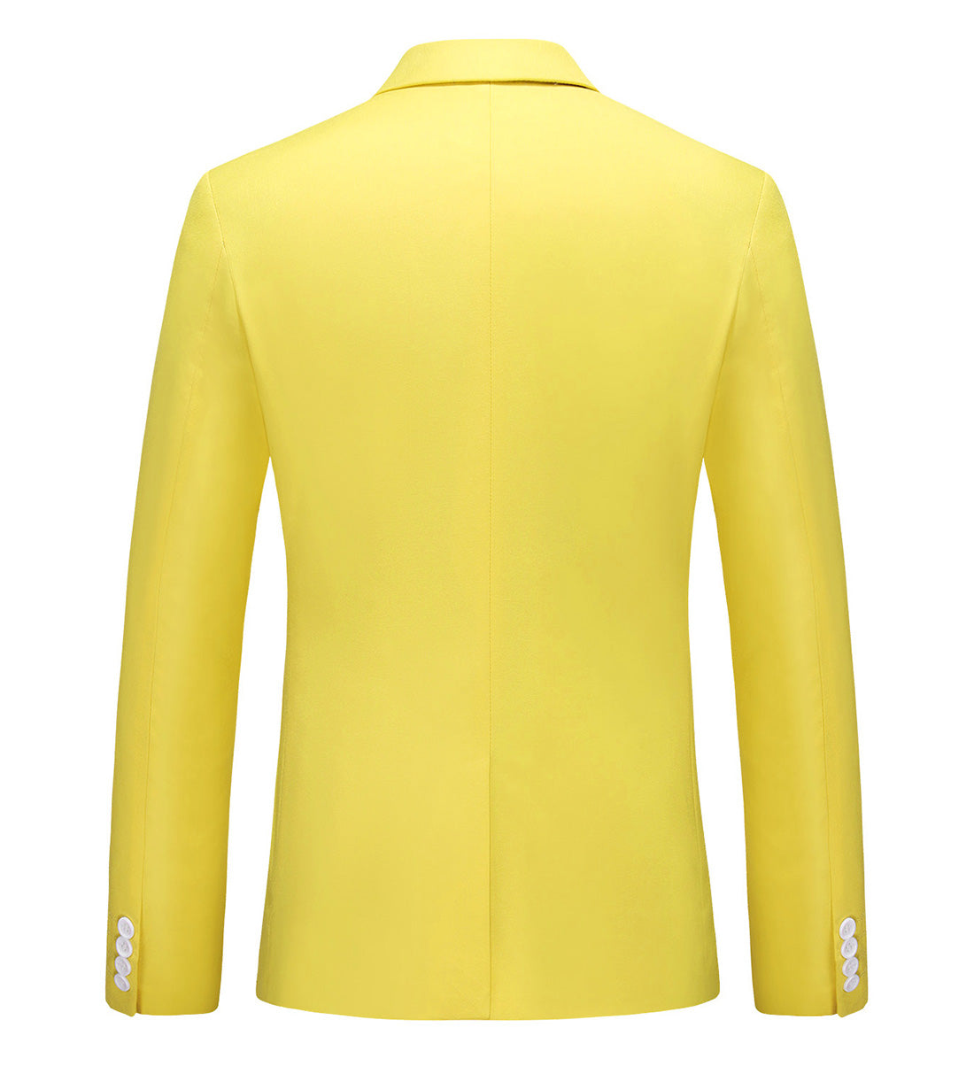 Men 2 Piece Suit Pink & Yellow & Grey Plain Colors One Button Closure