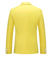 Men 2 Piece Suit Pink & Yellow & Grey Plain Colors One Button Closure
