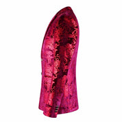 Men Printed Jacket in Hot Pink Two Buttons