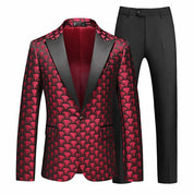 Men's 2 Piece One Button Suit Jacquard Tuxedos