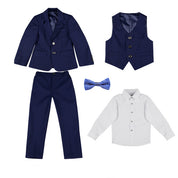 Boys 5 Piece Suit Slim Fit Children's Suit in Black and Navy