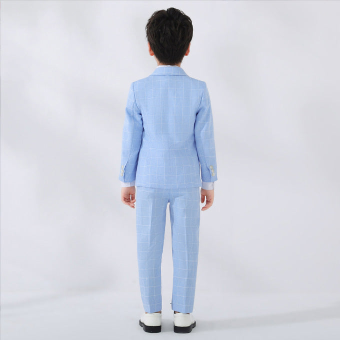 Boys Casual Suit 5 Piece Set of Jacket Vest Pants Shirt and Tie