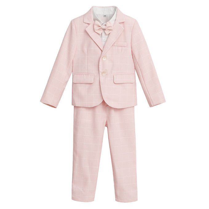 Boys Casual Suit 5 Piece Set of Jacket Vest Pants Shirt and Tie